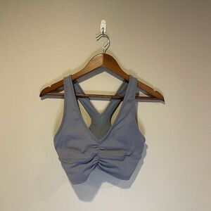Alo Gray Ruched Sports Bra